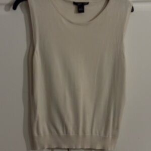 August Silk Crew Neck Sleeveless Top - ivory -‎ Large